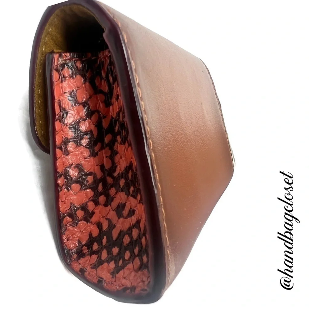 COACH Tea Rose Mini Parker Card Case Key Pouch With Snakeskin Detail Bag